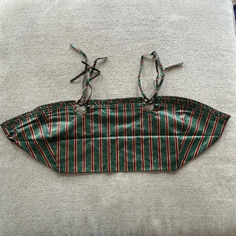 Longaberger Yuletide Treasures Green Paisley Stripe Basket Liner 21261 Christmas